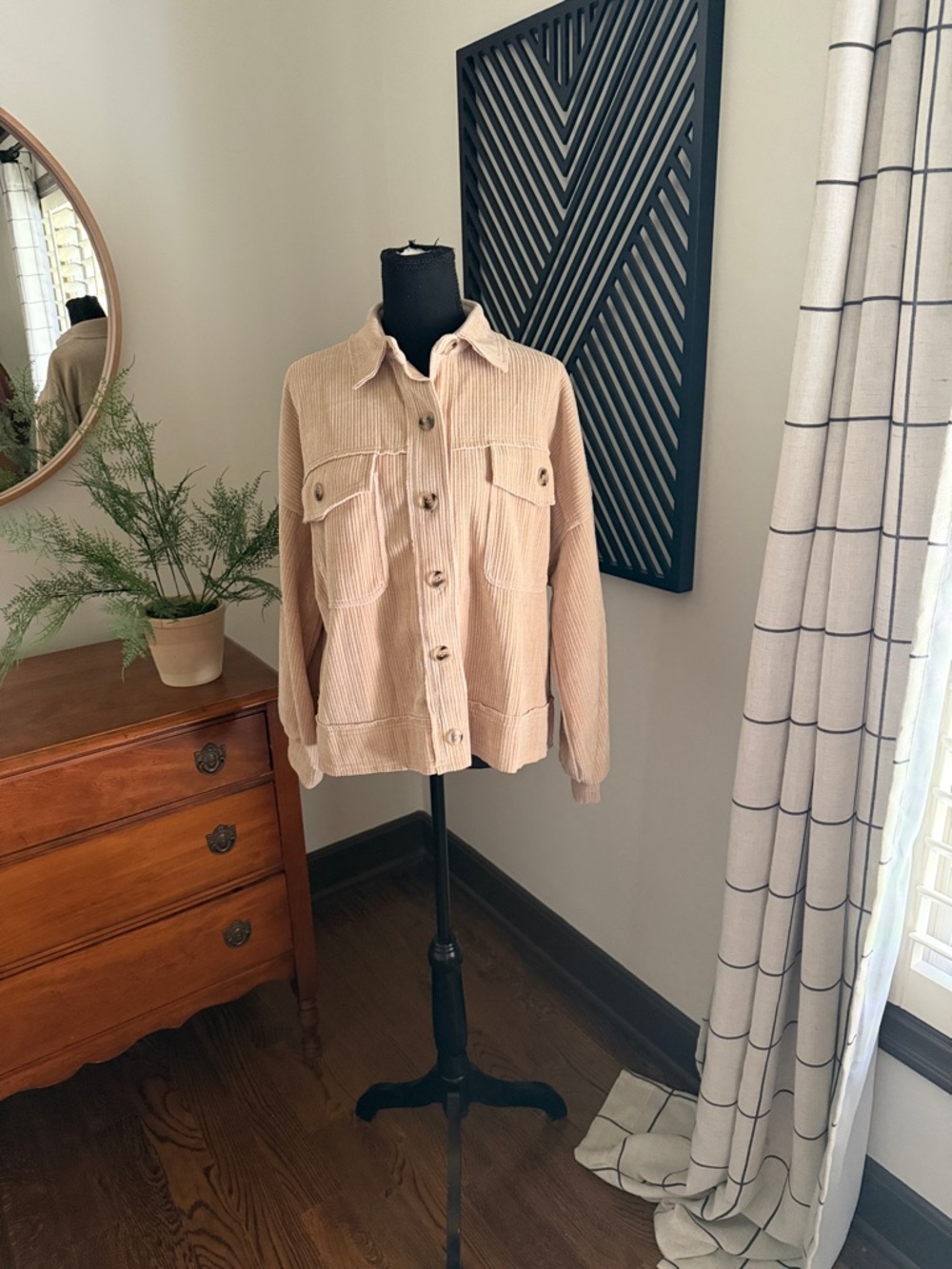 white birch Tan Corduroy Button-Up Jacket medium
